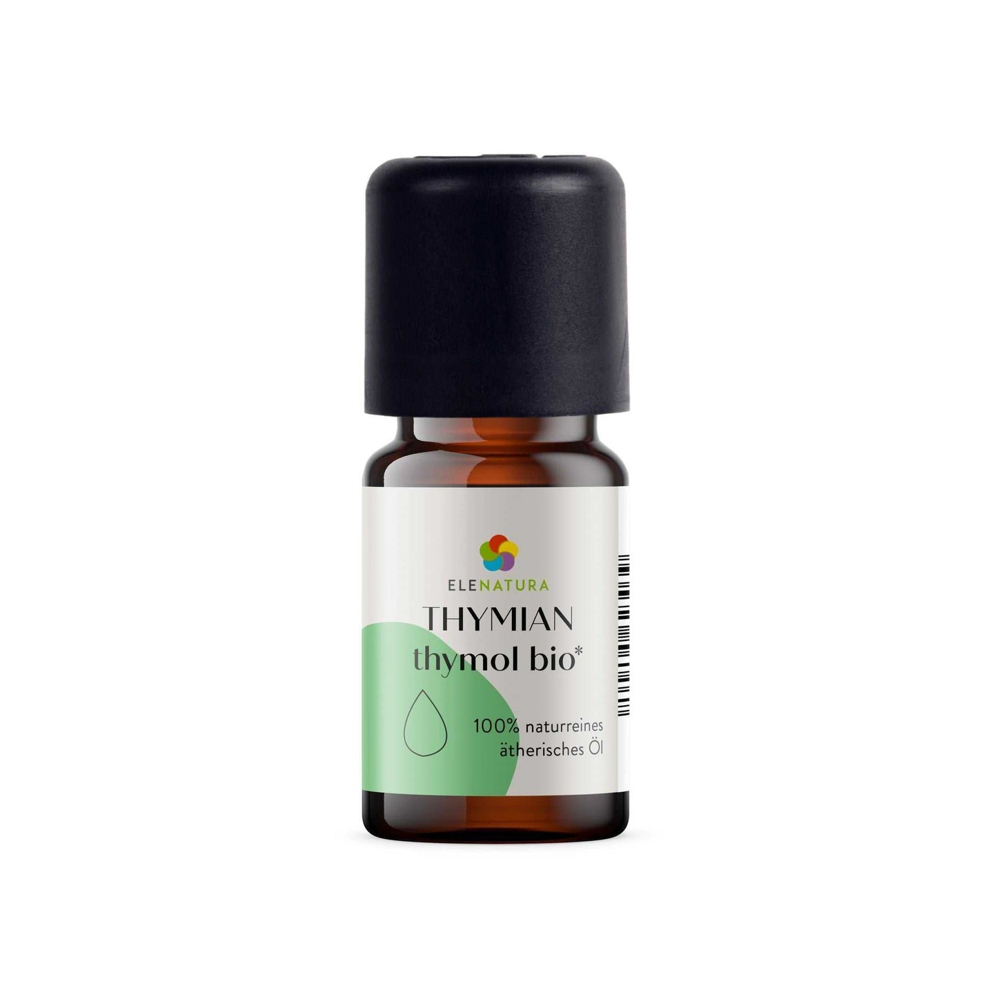 Thymian Thymol Bio 5 ml ätherisches Öl Flasche mit Thymianpflanze Hintergrund