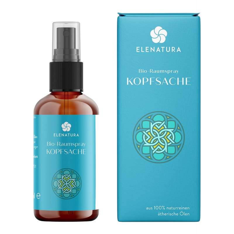 Raumspray Kopfsache 50 ml bottle with refreshing lemon, fir, and peppermint scents for concentration and motivation