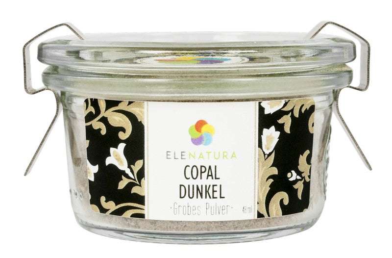Copal dunkel grobes Pulver 48 ml mit zitrusartigem, frischem Duft für Meditation und Reinigung