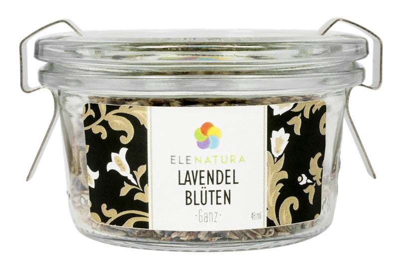 Lavendelblüten 48 ml bottle with lavender flowers, floral calming scent