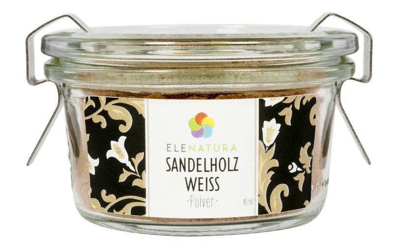 Sandelholz weiß Pulver im 48 ml Behälter sinnlich und harmonisierend