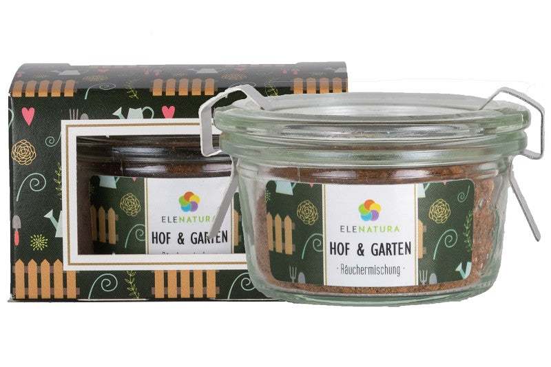 Flasche Räuchermischung "Hof & Garten" mit Lavendel, Zimt und Weihrauch für Außenbereich und Wohlbefinden