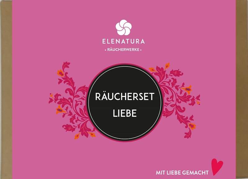 Räucherset Liebe mit Palo Santo, Dammarharz, Benzoe, kleinem Räuchertopf, Räuchersand, Kohle und Anleitung