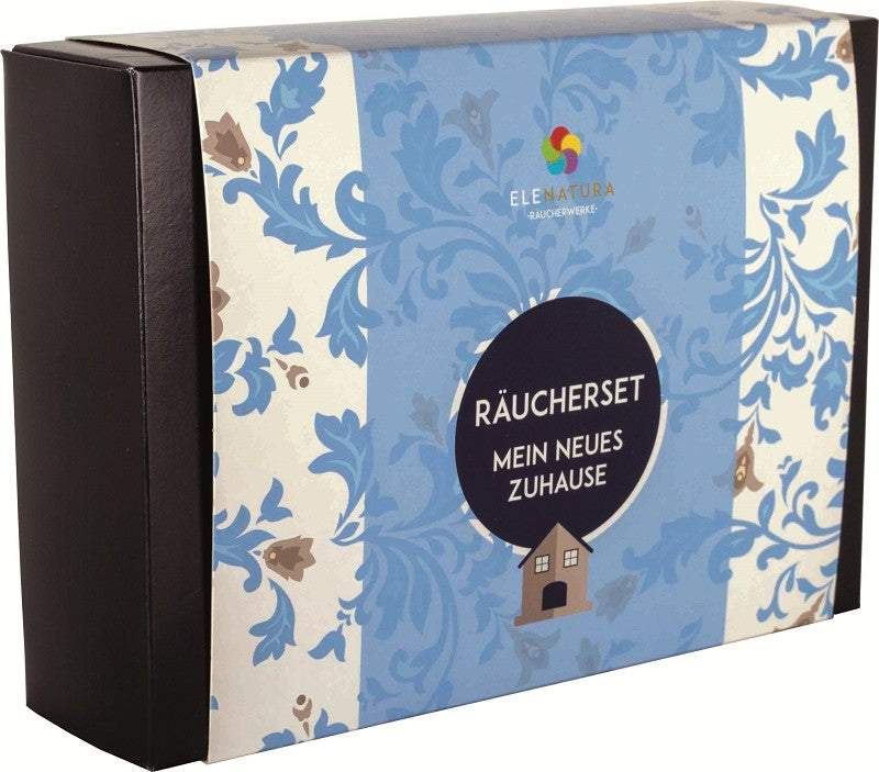 Räucherset Mein neues Zuhause mit Räucherschale, Kohle und Räuchermischungen für Raumreinigung beim Umzug